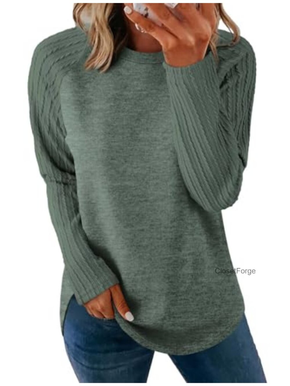 Women's Long Sleeve Crew Neck Sweatshirt Tunic Top Loose Fit